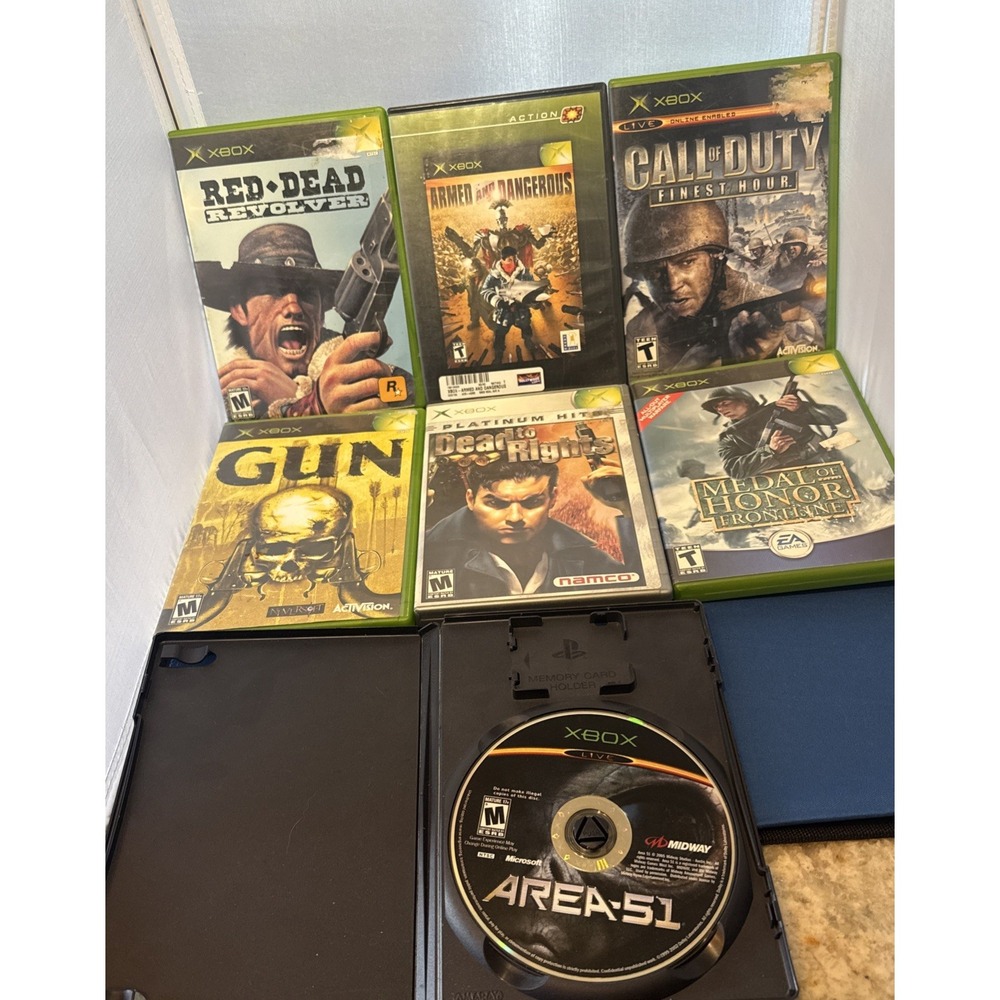 Xbox Shooter Game Bundle Of 7 Red Dead MOH COD Dead To Rights Area 51 Armed Dang